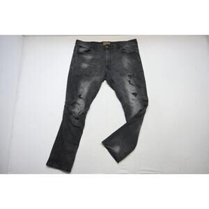 Grindhouse Slim Straight Destroyed Black Denim Jeans Mens Size 42 x‎ 32